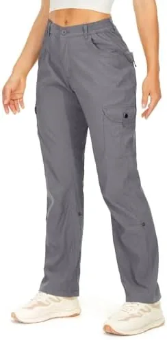 toomett womens hiking cargo pants quick dry upf50 waterproof pants for women fishing safari travel stretchy pants with pockets6606grey6